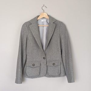 Vintage Wool Grey Lined Blazer with Buttons and Pockets Small